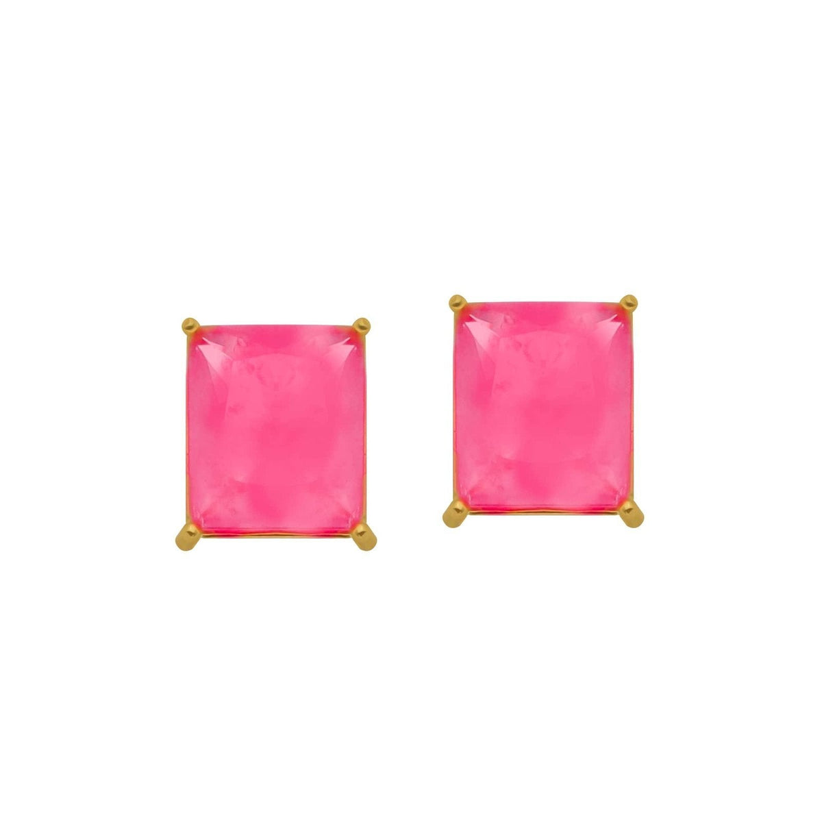 Brinco de Pedra Retangular Rosa-Preciara Joias